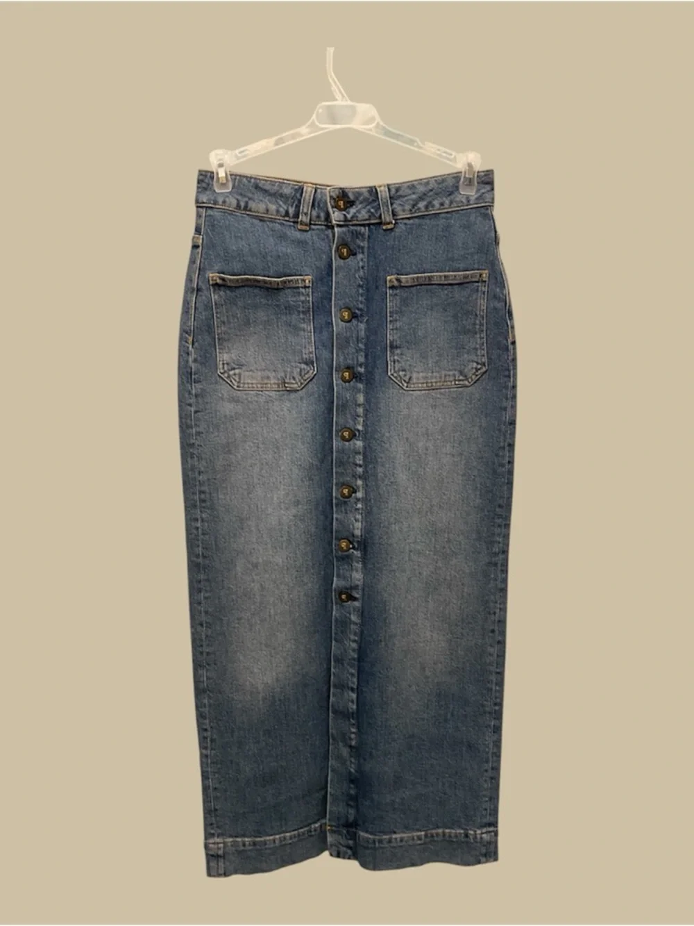 Anthropologie Pilcro Denim Buttondown Pencil Skirt Mini Maxi Stretch Slim Fit - Picture 10 of 11